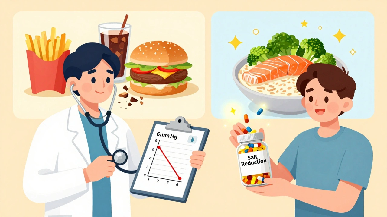 Doctor shows blood pressure drop from salt reduction as pills glow stronger