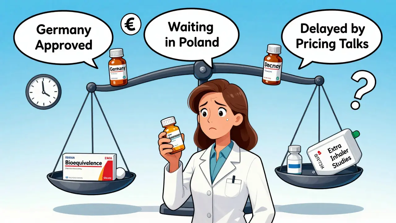 Pharmacist confused by three versions of the same generic drug with delays due to pricing and testing rules.