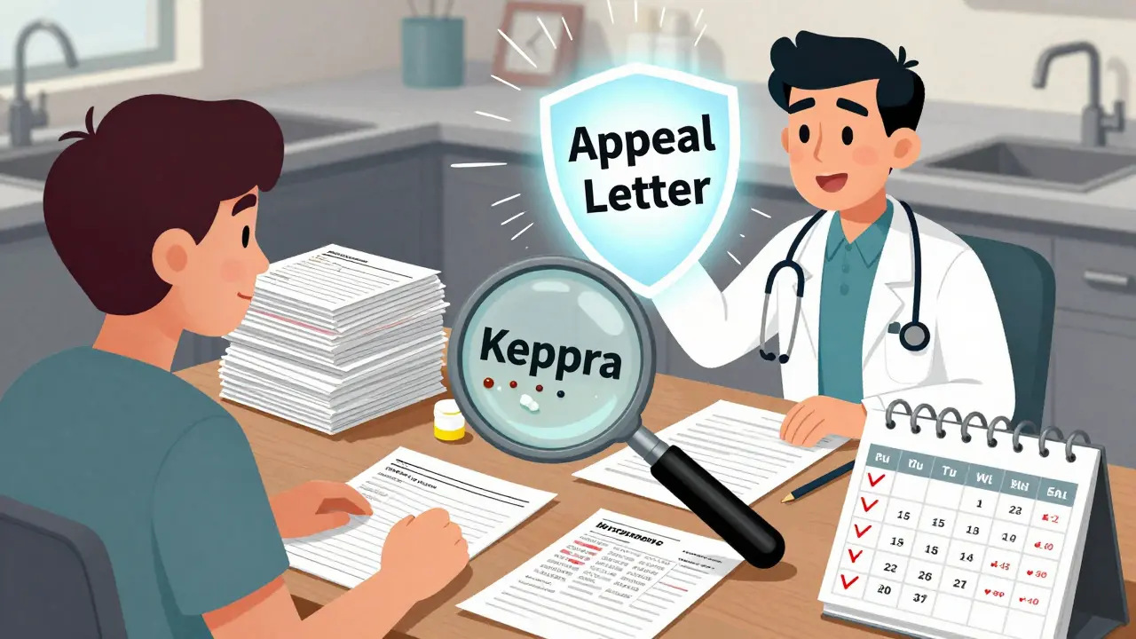 Patient surrounded by medication logs and lab results, magnifying glass revealing pill differences